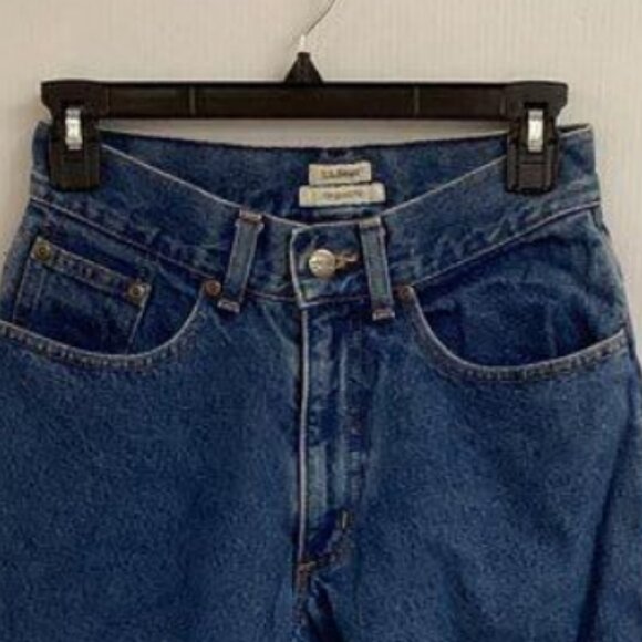 L.L. Bean women size 4 Reg Fit blue zipper/button flannel lined jeans - Picture 3 of 6
